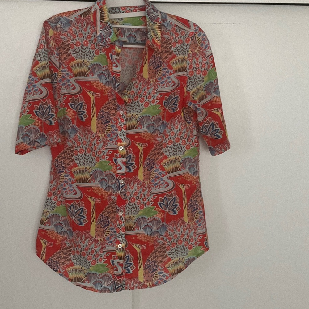 J McLaughlin Bird Print Button-Down Shirt